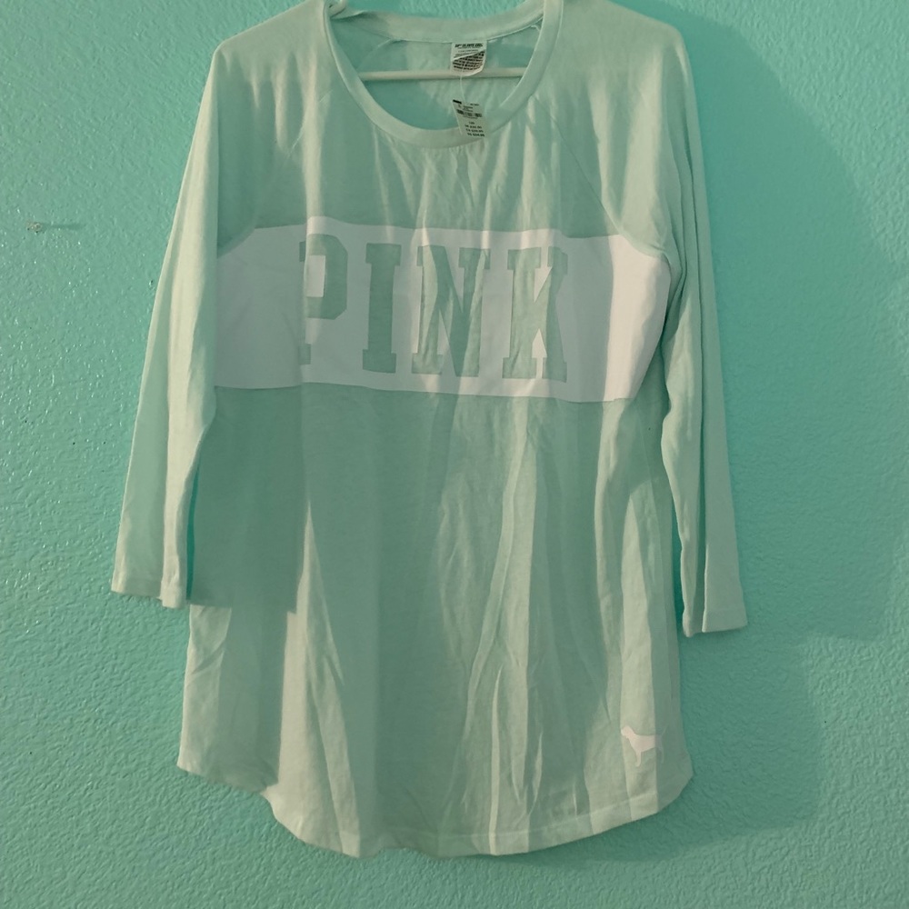 Mint color long sleeve with white detail